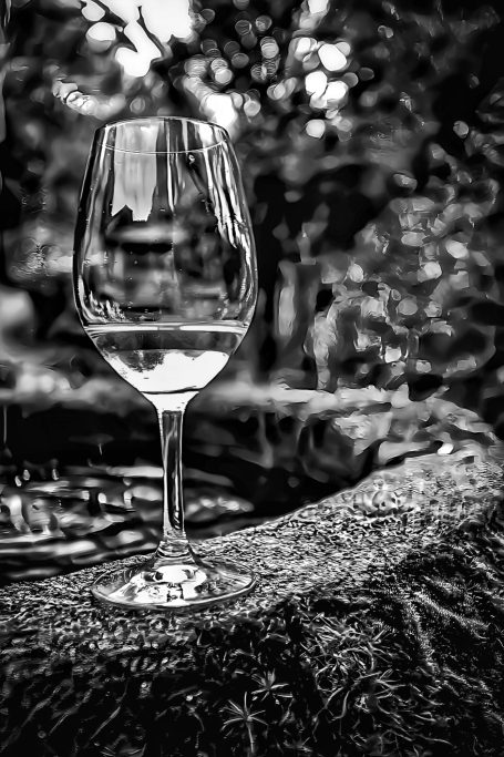 Glass of wine at Faramello Manor
